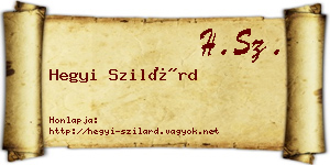 Hegyi Szilárd névjegykártya